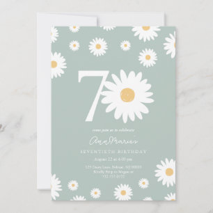 Elegant Daisy Milestone Sjuttioårsdag Inbjudningar