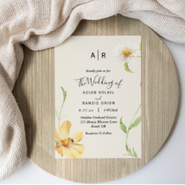 Elegant Daisy Monogram bröllopsinbjudan Inbjudningar