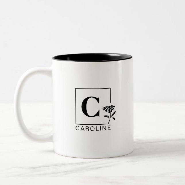 Elegant Daisy-monogrammerad mugg – Personlig minne (Vänster)