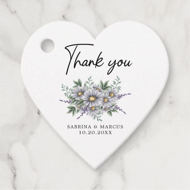 Elegant Daisy Personlig Bröllop Tack Gåvor Etiketter (Framsida)
