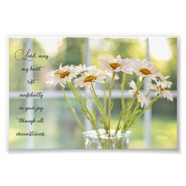 Elegant Daisy Photography Joy Inspirational Fototryck (Framsidan)