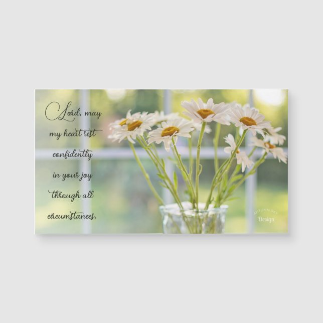 Elegant Daisy Photography Joy Inspirational Magnet (Framsida)