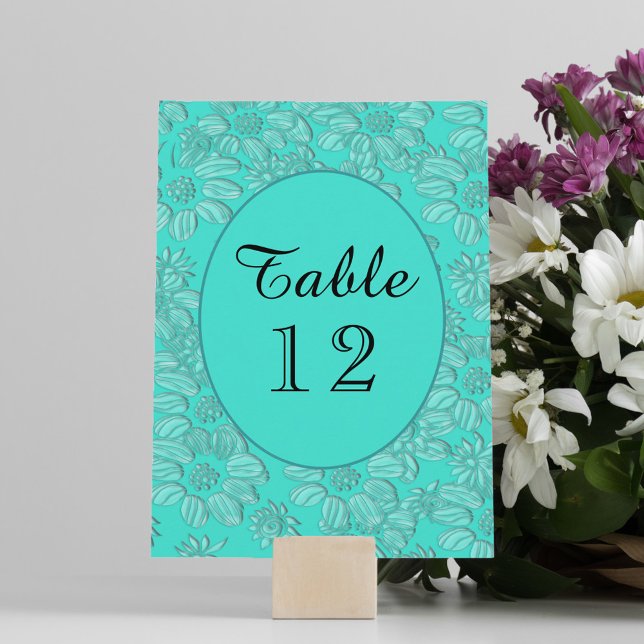Elegant Daisy Turquise Bröllop Bord No Card Meddelande (Elegant Daisies Turquoise Wedding Table No Card)
