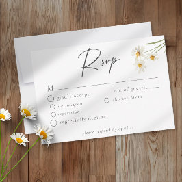 Elegant Daisy Watercolor Minimalist Wedding OSA Kort