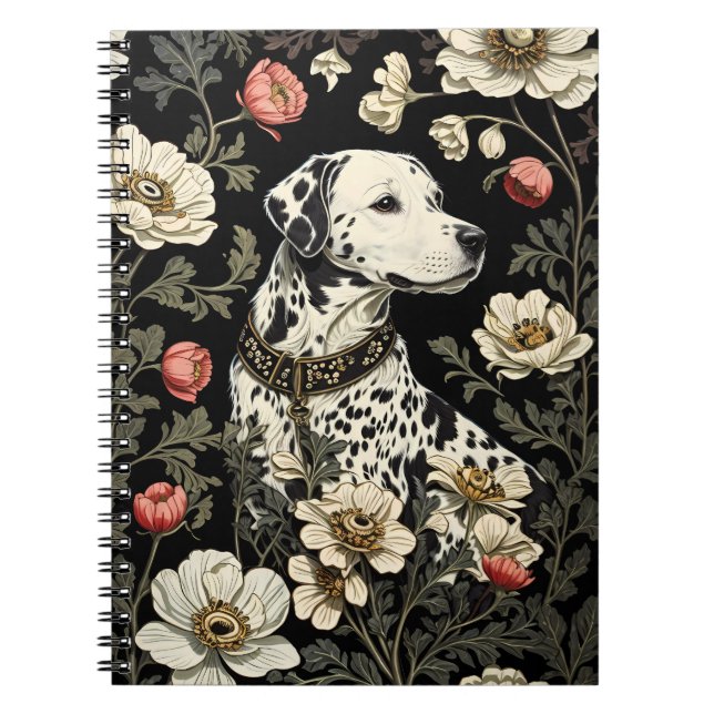 Elegant Dalmatian William Morris Inspired Anteckningsbok (Framsidan)