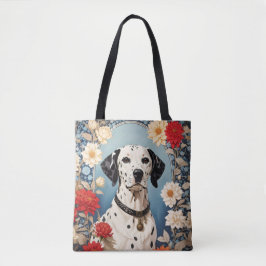 Elegant Dalmatian with Dahlia Flowers Tygkasse