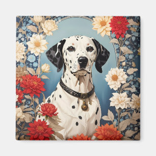 Elegant Dalmatien med Dahlia Flowers Magnet