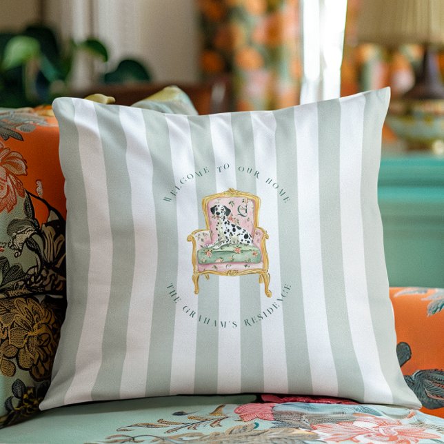 Elegant Dalmatien | Välkommen till personlig Monog Kudde (Skapare uppladdad)