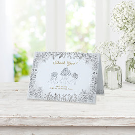 Elegant Dam Blommigt Blått Hårblått kvinnodag Tack Kort