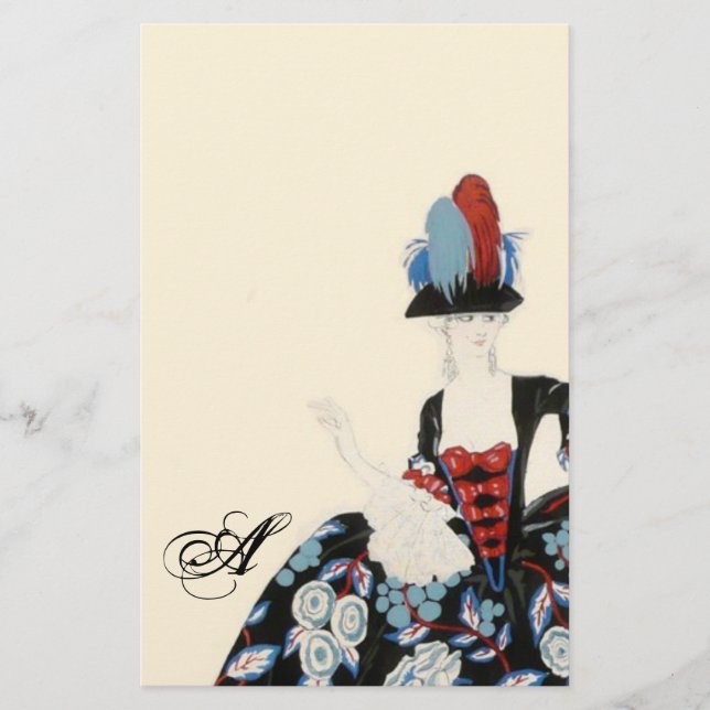 ELEGANT DAM BLOMMIGT DRESS /BEAUTY MODE MONOGRAM BREVPAPPER (Framsida)