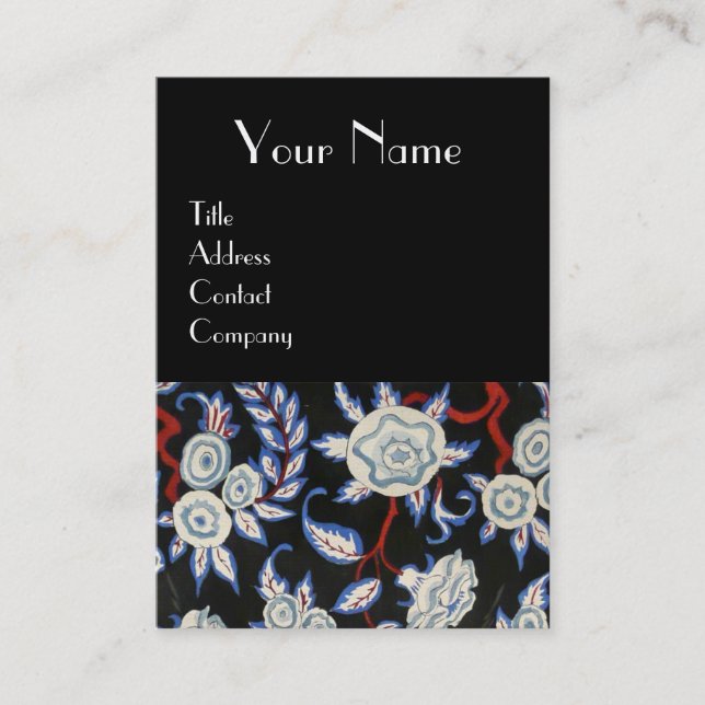 ELEGANT DAM/BLOMMIGT DRESS MED SVART VITBLOMMMOR VISITKORT (Framsida)