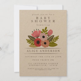 Elegant Dam Bouquet Personlig Baby Shower Inbjudningar