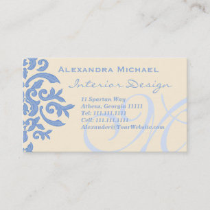 Elegant Dam Designer's Blue and Cream Visitkort