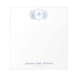 Elegant Dam Ginger Burk Blue och White Monogram Anteckningsblock