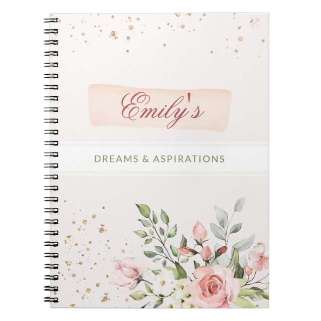 Elegant Dam Girly Diary Blommigt Pastel Rosa Chic Anteckningsbok (Framsidan)