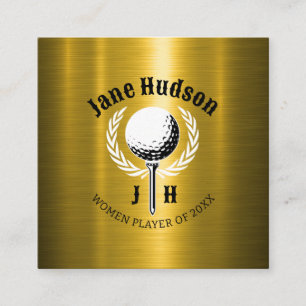 Elegant Dam Golf Monogram Design Fyrkantigt Visitkort