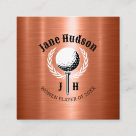 Elegant Dam Golf Monogram Design Fyrkantigt Visitkort