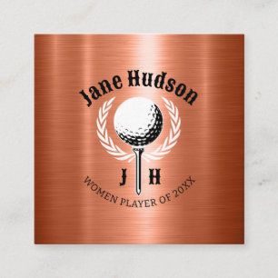 Elegant Dam Golf Monogram Design Fyrkantigt Visitkort