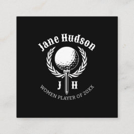 Elegant Dam Golf Monogram Design Fyrkantigt Visitkort