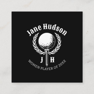 Elegant Dam Golf Monogram Design Fyrkantigt Visitkort