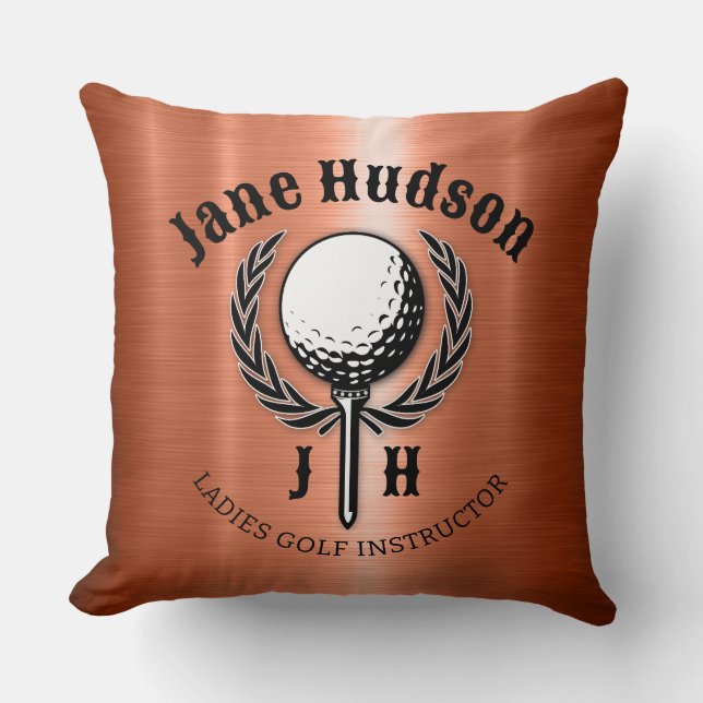 Elegant Dam Golf Monogram Design Kudde (Framsida)