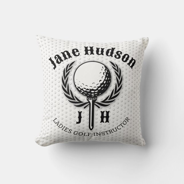 Elegant Dam Golf Monogram Design Kudde (Framsida)
