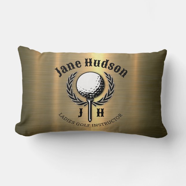 Elegant Dam Golf Monogram Design Lumbarkudde (Framsida)