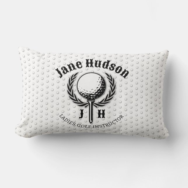 Elegant Dam Golf Monogram Design Lumbarkudde (Framsida)