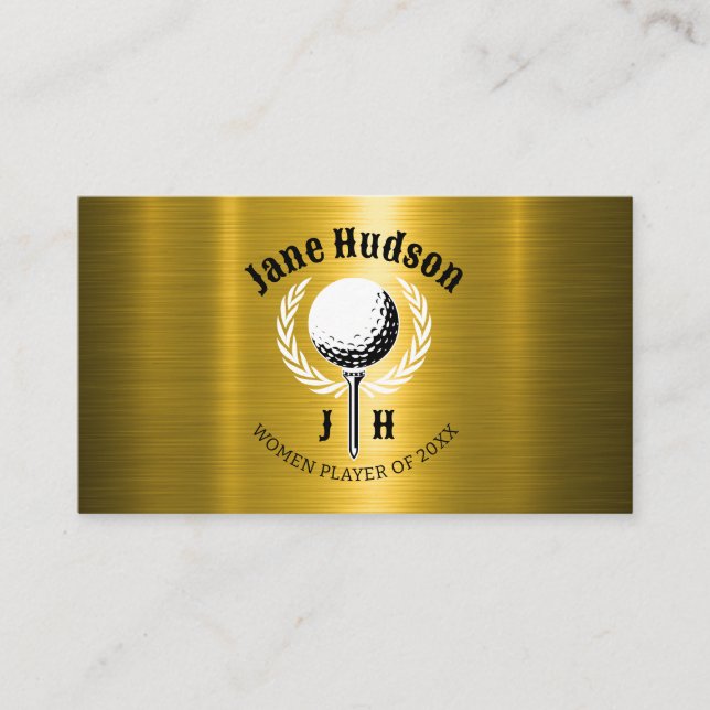 Elegant Dam Golf Monogram Design Visitkort (Framsida)