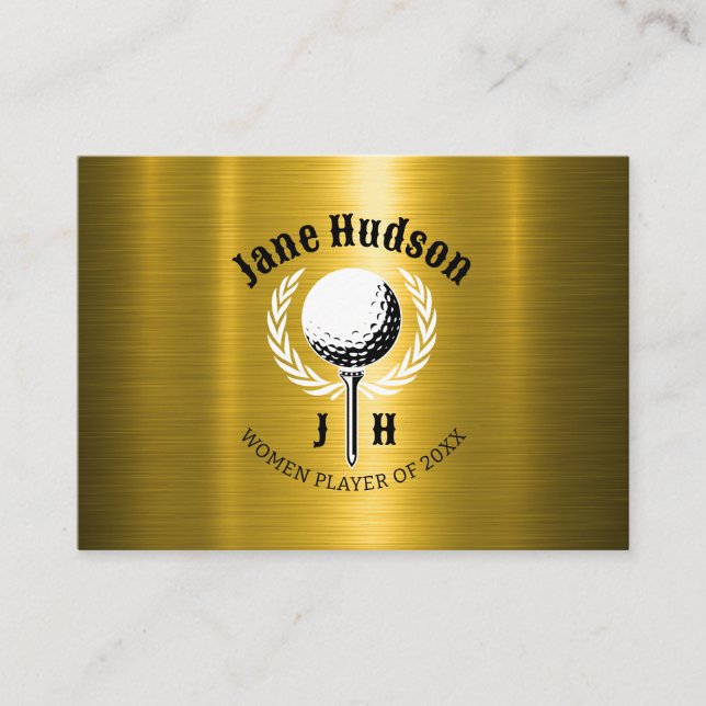 Elegant Dam Golf Monogram Design Visitkort (Framsida)