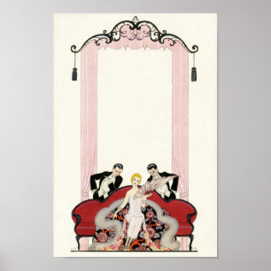 Elegant dam i den Paris art déco Poster