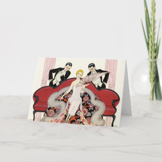 Elegant Dam i Paris Art Deco Kort (Framsida)