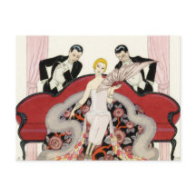 Elegant Dam i Paris Art Deco-vykort