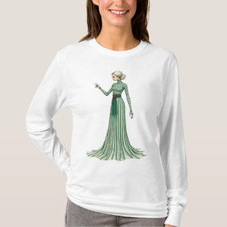 Elegant Dam i stripe-Grönten Gown T Shirt