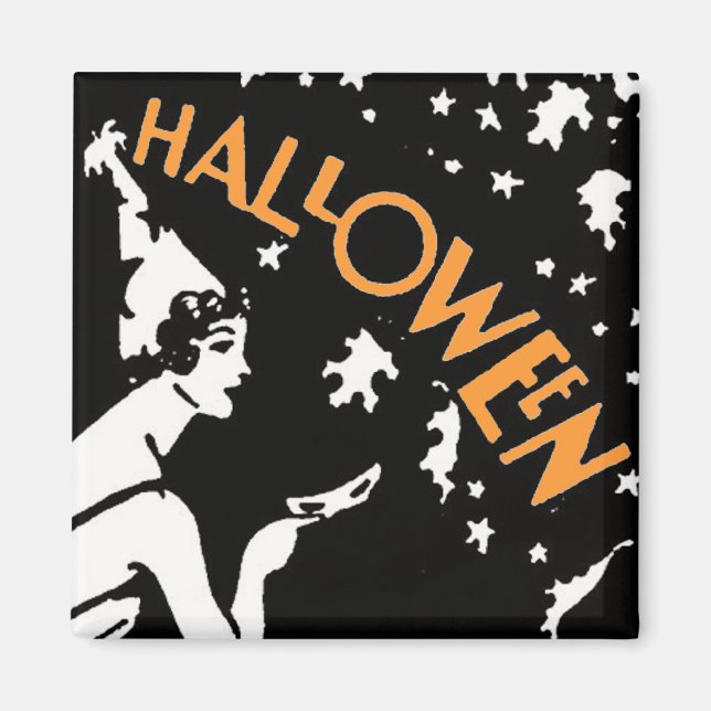 Elegant dam med maskhalloween magnet (Framsidan)
