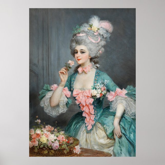 Elegant dam med rosor poster (Framsidan)