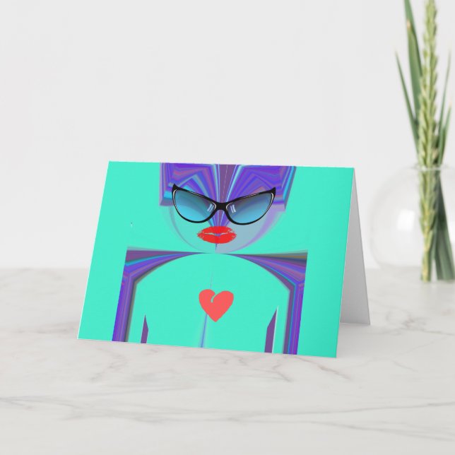 Elegant Dam Porträtt: Färgteckning Kort (Framsida)