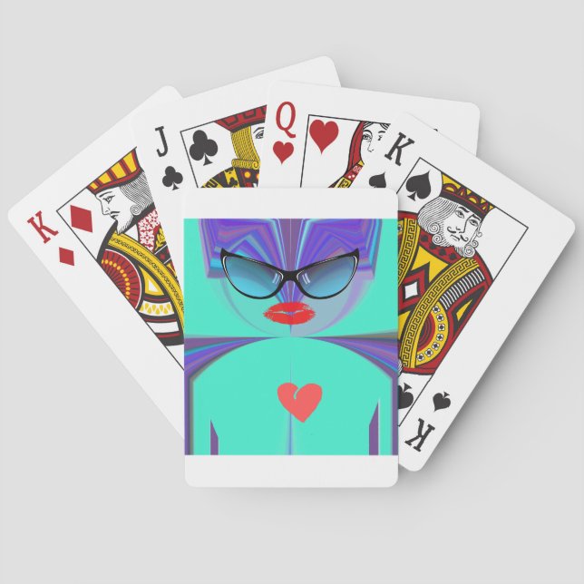 Elegant Dam Porträtt: Färgteckning Spelkort (Baksidan)