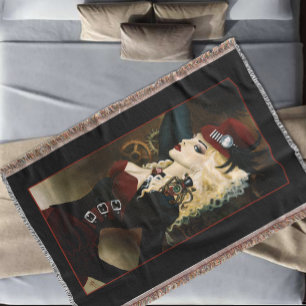 Elegant dam Steampunk Victoria röd urverk Mysfilt