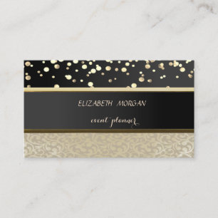 Elegant, Damas, Svart, Guld Konfetti Visitkort