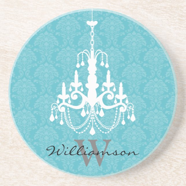 Elegant Damascljusstake Monogramunderlägg (akvatis Underlägg (Framsidan)