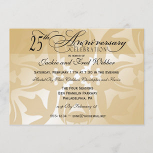 Elegant Damask 25-årsjubileumspartaj invitation Inbjudningar