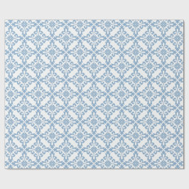 Elegant Damask Blå Medelhavsplatta Presentpapper