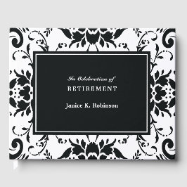 Elegant Damask Black and White Pension Gästböcker