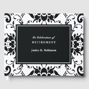 Elegant Damask Black and White Pension Gästböcker