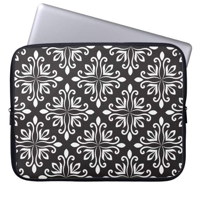 Elegant Damask: Blommigt Art Deco Laptop Fodral (Framsidan)