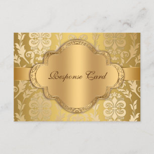 Elegant Damask Blommigt Swirl Guld-årsdag OSA Kort