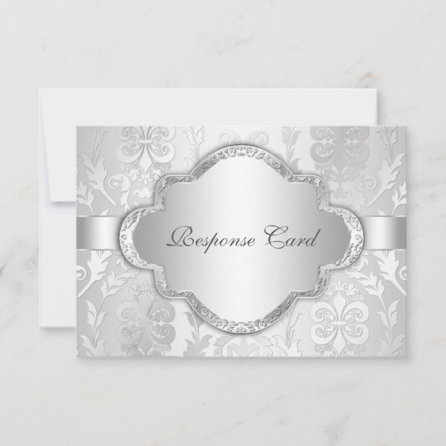 Elegant Damask Blommigt Swirl Silver OSA (Framsida)