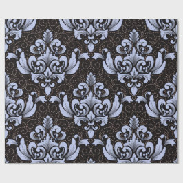 Elegant Damask blue and black wrapping paper roll Presentpapper