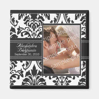 Elegant Damask-bröllop - favoritmagnet: svart/vitt Magnet